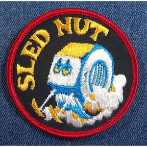 NOS 70s Original Vintage SLED NUT 3&quot; Patch Snowboard Ski Winter Snowmobile Retro 70s