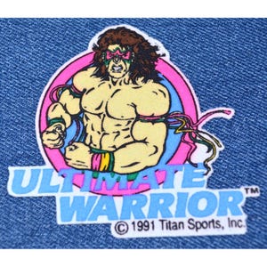Vintage 90s Ultimate WARRIOR  3&quot; Heat Transfer Iron-On Patch WWE WWF Wrestling