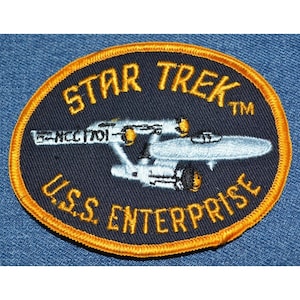Original Nos Vintage 70s STAR TREK 4&quot; Patch Uss Enterprise NCC-1701 Kirk Shatner