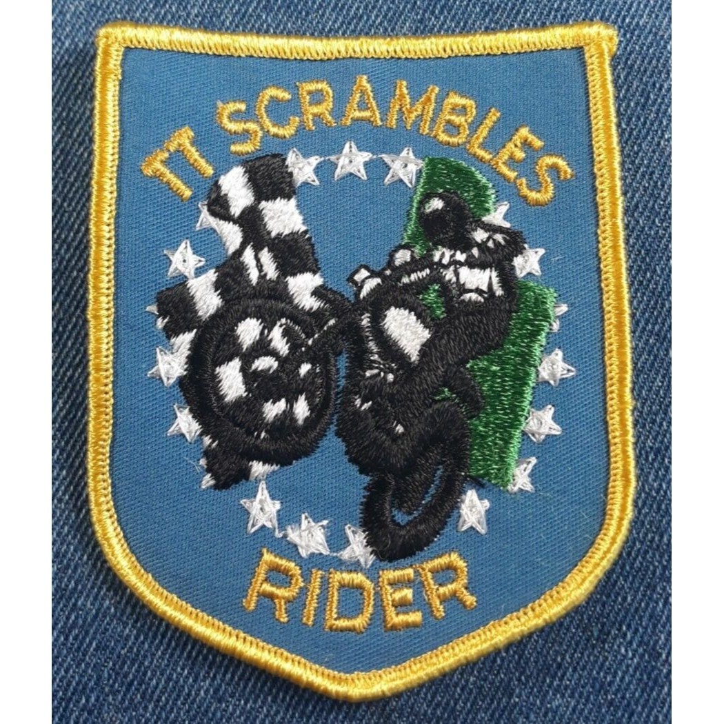 NOS 70s Vintage TT Scrambles Rider Patch Motorcycle Hog Dirt Trail Bike ...
