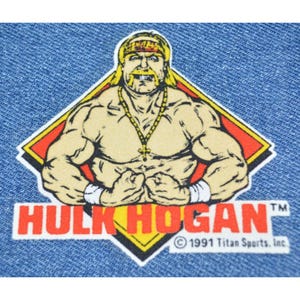 Original Vintage 90s HULK Hogan 3&quot; Heat Transfer Iron-On Patch WWE WWF Wrestling