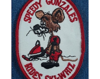 Vintage Patch NOS  Speedy Gonzales Rides SKI WHIZ  Snowmobile Snow Ski Winter