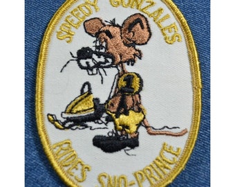 Original 70s Vintage Speedy Gonzales Rides SNO PRINCE 4" Patch Snowmobile Sled