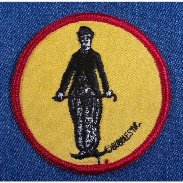 NOS Vintage 80s Original CHARLIE CHAPLIN Movie Character 3" Patch - Retro Cool