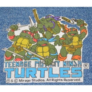 Original Vintage 90s TMNT Ninja Turtles 3" Heat Transfer Iron-On Patch Retro