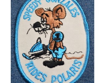 Original NOS 70s Vintage VTG Speedy Gonzales Rides POLARIS 4" Patch Snowmobile Sled