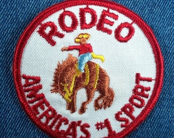 NOS Vintage Rodeo America's #1 Sport 3" Patch Cowboy Bronco Roundup 70's Retro