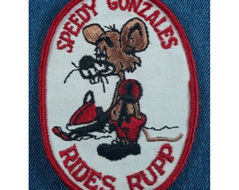 NOS 70s Vintage Speedy Gonzales Rides Rupp Patch Motorcycle Snowmobile Winter Ski