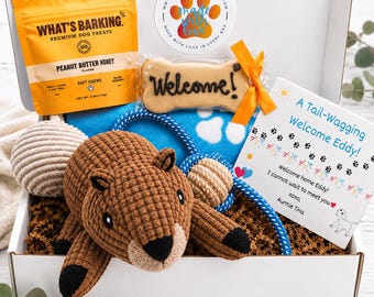 Squirrely Welcome Home Box | Personalized New Puppy Gift, Dog Adoption Gift, Rescue Dog Welcome Home Box, New Dog Owner Gift