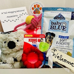 New Puppy or Dog Congrats Gift Box – Plush Koala, Treats, Blanket & Dog Cookie Option – The Koala Cuddle Box