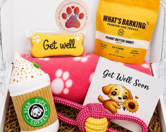 Get Well Dog Gift Box: Star-Pups Plush Cup, Rope Toy, Treats and Blanket – The Cozy Comfort Care Package for Sick or Healing Pup