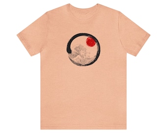 Great Wave Enso with Sun Tee, Tao Enso Shirt, Japanese Calligraphy, Calligraphy Shirt, Enso Shirt, Enso Circle, Tao Shirt, Zen Shirt, Zen