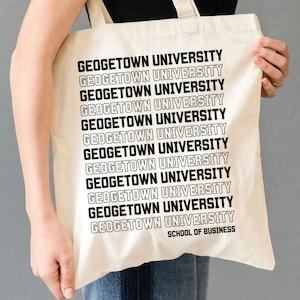 Custom College Name Tote Bag Personalized University Canvas Tote Customized School Name Tote Customizable Grad Tote Graduation Alumni Gift