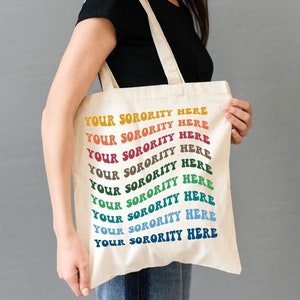 Bolsa de tela personalizada con nombre de hermandad, bolsa de lona personalizada con letras griegas de hermandad, bolsa de regalo para el día de la iniciación de Big Little Rush, hermandad universitaria