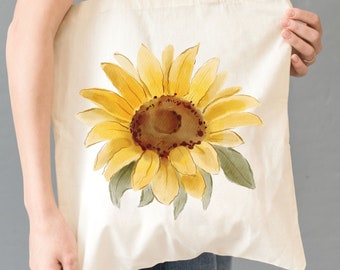 Sunflower Print Tragetasche Sunflower Design Canvas Tote Niedliche Blumen-Einkaufstasche Blumenliebhaber Botanische Gartenarbeit Bauernmarkt-Einkaufstasche