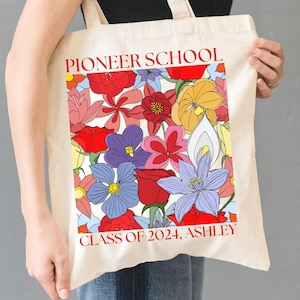 Personalisierte Blumen Pionierschul-Einkaufstasche, benutzerdefinierte JW Pionierschule 2024 Abschlussgeschenk, bestes Leben aller Zeiten Leinwand-Tasche, Escuela de Precursor