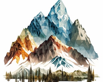 Grand Tetons National Park - Digital Download - Printable Art - High Resolution, 300 DPI, Boho Style/Watercolor Vibrant Landscape Print Art