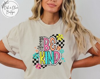 Comfort Colors Be Kind T-Shirt, Trendy Retro Always Be Kind Apparel, Teacher Appreciation gift for School Teacher, Bright Groovy Teacher Tee