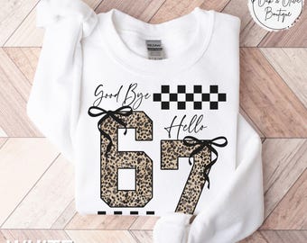 Funny 7th B-day Sweatshirt for Girl, Viral 67 Meme Birthday Pullover, Seven Year Old Milestone Celebration Gift, Happy 7th Bday