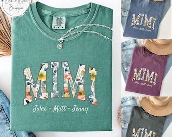 Personalized Mimi Floral Shirt, Custom Mimi Sweatshirt With Grandkids Names, Custom Grandmother Pullover, Mothers Day Gift for Mimi