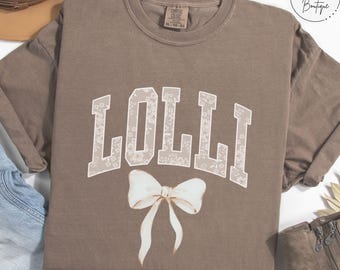 Coquette Floral Lolli Shirt, Mothers Day Gift, Comfort Colors Retro Graphic Mom T-Shirt, Trendy Bow Lolli Crewneck Shirt, Gift For Mom