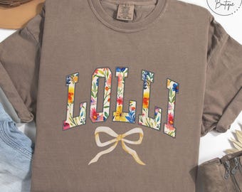 Coquette Floral Lolli Shirt, Mothers Day Gift, Comfort Colors Retro Graphic Mom T-Shirt, Trendy Bow Lolli Crewneck Shirt, Gift For Mom