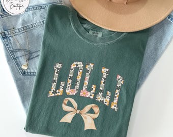 Coquette Floral Lolli Shirt, Mothers Day Gift, Comfort Colors Retro Graphic Mom T-Shirt, Trendy Bow Lolli Crewneck Shirt, Gift For Mom