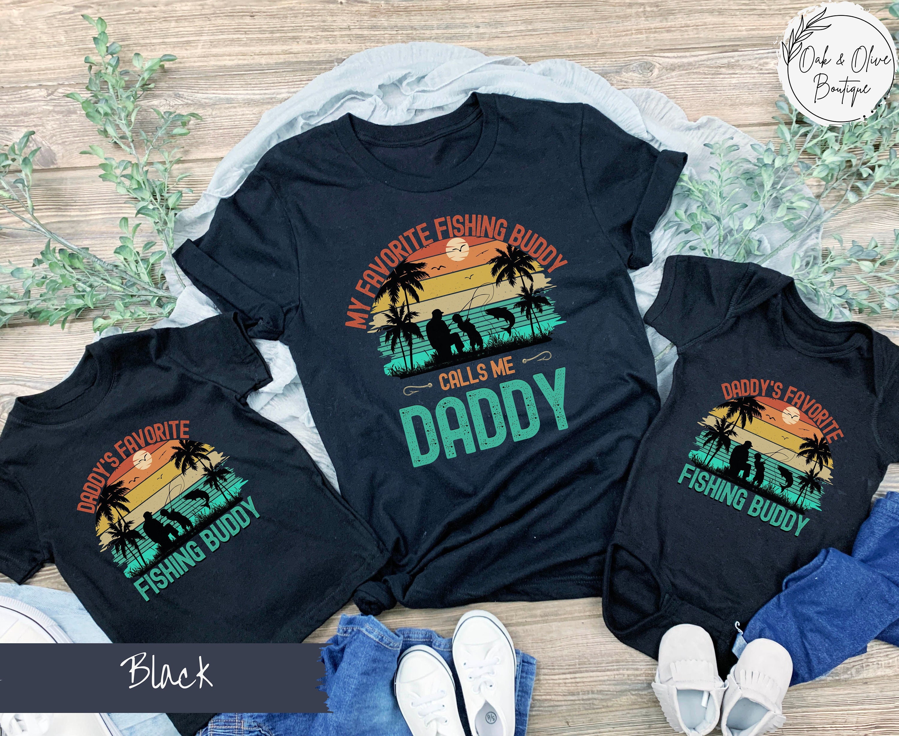 Dad and Baby Matching Shirts Fishing 