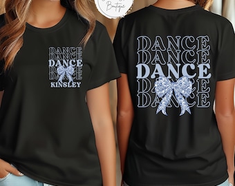 Personalized Dance Bow T-shirt, Custom Coquette Dancer Shirt, Gift for Dancer, Dance Instructor Gift, Dance Team Competition Shirt