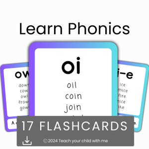 Flashcards Phonics Phase 3, apprenez les sons, améliorez la lecture avec ces cartes. Imprimez, utilisez sur un appareil ou jouez à un jeu de paires.