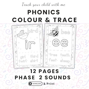 FONÉTICA FASE 2 PARA COLOREAR, estas divertidas hojas de trabajo ayudarán a que su hijo se involucre en el aprendizaje de la lectura. ¡Practica trazando y coloreando el sonido!