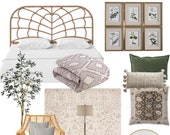 Boho Bedroom Mood Board: Neutral Calm Color Palette (Digital Download)