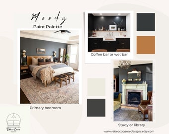 Couleur de peinture pour chambre à coucher : Couleur de mur sombre : Palette de couleurs pour le salon, Palette de peinture pour le bar et le café, Palette de peinture pour le bureau