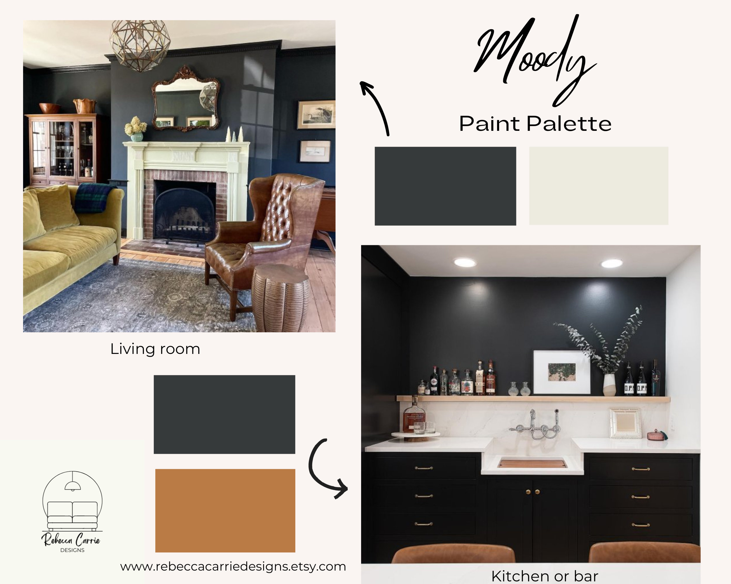 Moody Paint Color Palette, Dark Wall Colors (digital Download) - Etsy