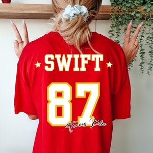 Swift Kelce Jersey Shirt Travis Kelce and Swift Halloween Costume Kansas City Chiefs Jersey Shirt KC Chiefs Swift Jersey Shirt Swiftie Fan T