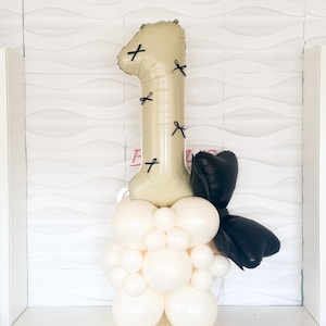 Bow Theme Balloon Tower - DIY Balloon Tower - Bow Theme Birthday - Bow Theme - Black Bow Theme Decor - Bow Balloons - Coquette Birthday