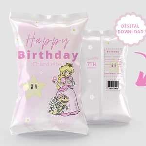 Princess Peach Chip Bag l Princess Peach treat bag l Princess Peach theme l Super Mario Birthday l Instant Download l Chip Bag l Birthday