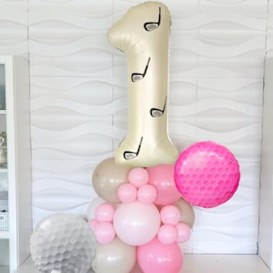 Globos de cumpleaños de hoyo en uno - Hoyo en uno - Cumpleaños de hoyo en uno - Globos de cumpleaños de golf - Fiesta de golf - Fiesta de cuatro cumpleaños - Torre de golf