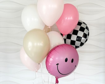 Globos de cumpleaños para una niña feliz - Decoración de fiesta para una niña feliz - Tema de cumpleaños para una niña feliz - Una niña feliz - Una nena feliz -