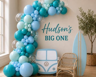 The Big One Surf Birthday l DIY Balloon Kit l The Big one l Surf Theme Birthday l Surf party balloon arch l Beach birthday l Balloon Garland