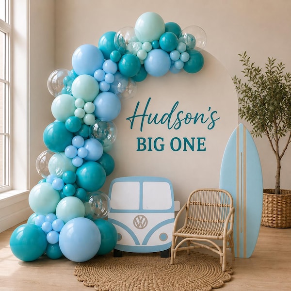 The Big One Surf Birthday l DIY Balloon Kit l The Big one l Surf Theme Birthday l Surf party balloon arch l Beach birthday l Balloon Garland