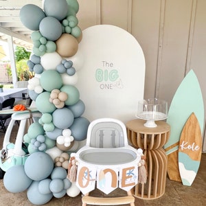 thumbnail image 2 of The Big One Surf Birthday Decorations - Vintage Surf Birthday Balloon Garland With Backdrop, Foil Balloons, Retro Surfing Beach Swimming Pool Hawaiian Surfboard 1st Birthday Party Decorations 2 of 13