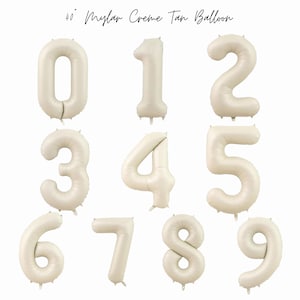 Tan 40&quot; Number Balloon - Number Balloon - Creme Tan Number Balloon - Birthday Number Balloon - Number Balloon For Birthday