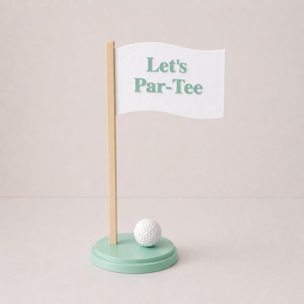 Centro de mesa impresso em 3D "Vamos festejar" - Decoração de aniversário "Buraco no Buraco" - Hole in One - Festa de golfe - Centros de mesa para festa - Decorações de golfe