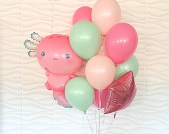 Ballon Axolotl - Anniversaire Axolotl - Lot de 12 ballons Axolotl - Tour de ballons - Ballons - Ballons d'anniversaire - Ballons - Sous la mer