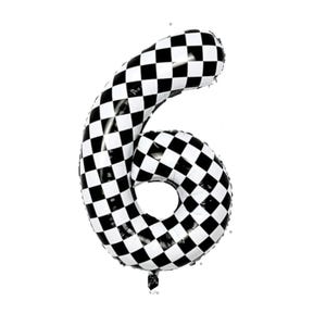 Checkered Number Mylar Balloon - 40Inch Checkered Balloon - Race Car Balloon - Race Car Checkered Number Balloon - Checkered Theme Birthday