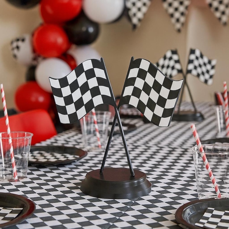 Race Car Flag 3D Centerpiece- Two Fast Birthday - 1st Lap Birthday - Race Car Birthday - Race Car Centerpiece - 3D Print - 3d Print piece image 5