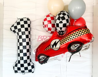 Palloncini a tema Auto da corsa - Due palloncini veloci - Palloncini 1° giro - Primo giro in pista Compleanno a tema - Confezione da 10 palloncini - Auto da corsa
