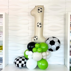 Fußball-Themen-Luftballons - DIY Fußball-Zahlenturm-Set - Zahlenballon-Turm-Fußballparty-Fußball-Geburtstagsparty-Fußballparty