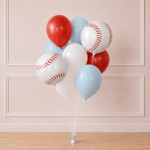 Basebollfödelsedagsballonger 10-pack - Basebollfödelsedagsdekor - Årets nybörjare - Första pitch - Basebollfestdekorationer - Baseboll-Sport
